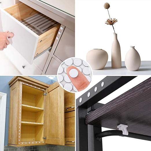 600pcs Small Foam Furniture Pads, Self-Adhesive EVA Foam Dot Circles, White Round Furniture Stickers for Desks Drawers Vases Photo Frames Cabinets Doors Candlesticks- B Styles
