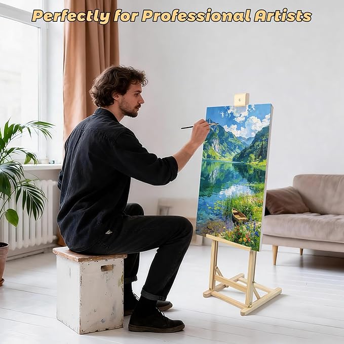 31 Inch H-Frame Tabletop Easel for Painting - Adjustable Portable Wooden Easel, Sturdy & Stable Art Easel for Adults, Artists, Beginners, Holds Canvas up to 24" - Perfect for Home and Studio