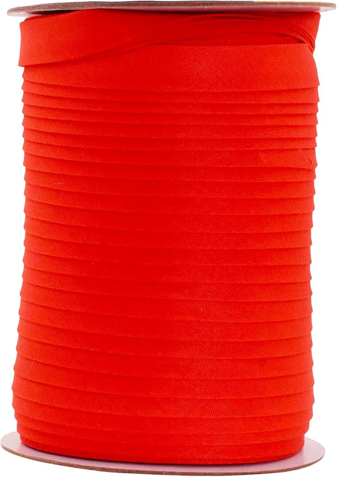 Mandala Crafts 55 Yards 1/2 Inch Red Double Fold Bias Tape for Sewing - Bias Binding Tape for Quilting Binding, Hemming, Seam, and Fabric Piping