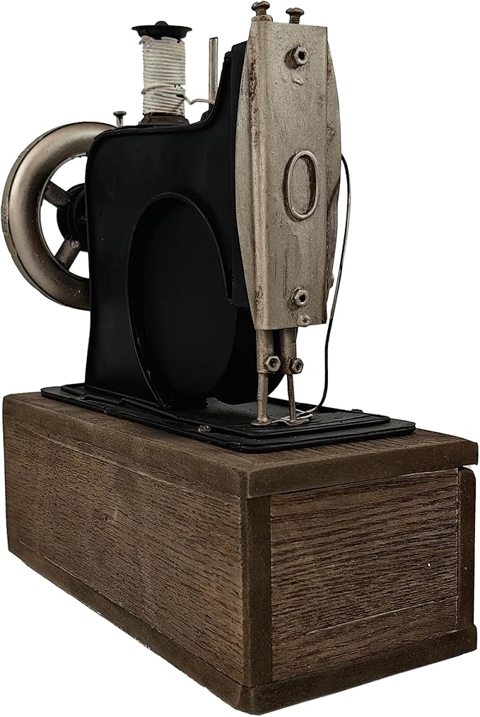 Berfutall-Vintage Sewing Machine with Wooden Case, Battery Operated Quartz Clock, Retro Style Sewing Machine Home Decor, Gift for Mom, Dad, Christmas