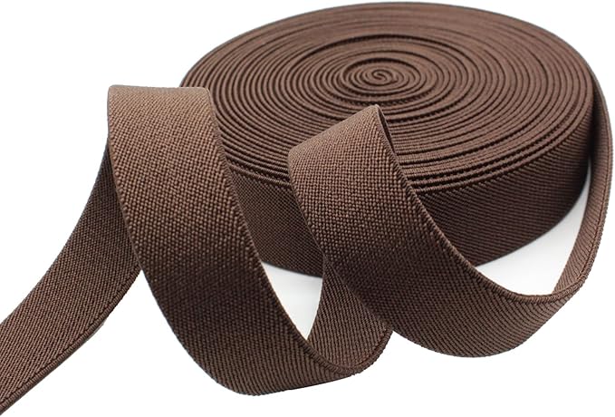 Dortrue 1 Inch 10 Yard Brown Sewing Elastic Band Heavy Stretch High Elasticity Elastic Spool for Sewing Pants Waistband, Straps, Craft DIY Projects