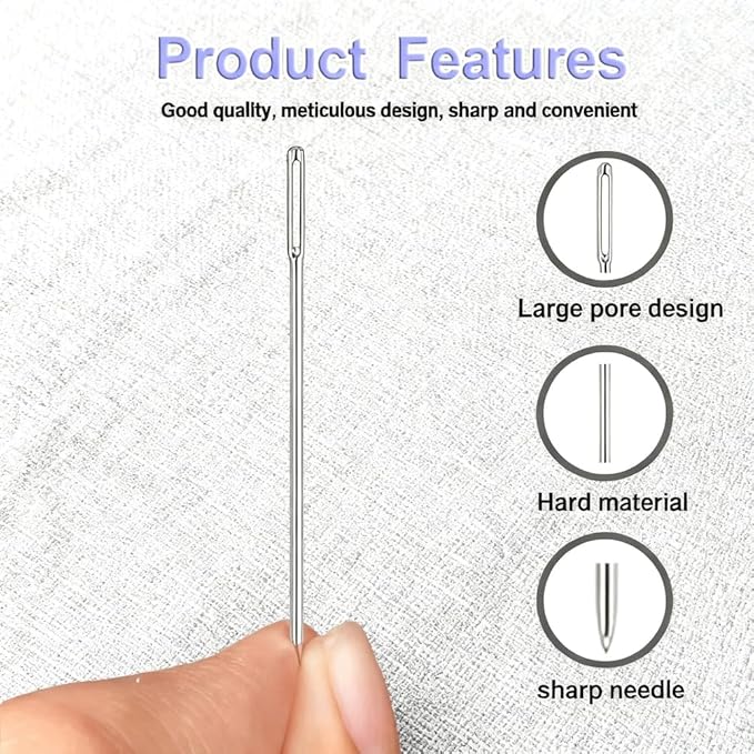 36PCS Sewing Tool Kit, Big Eye Stainless Steel Sewing Needles Kit with Thread, Thimble, Thread Ripper, Needle Threader, Hand Sewing Needles Kit for DIY Craft, Hand Repair, Embroidery