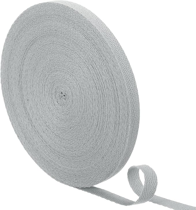 uxcell 23 Yards Cotton Twill Tape, 3/8-inch Herringbone Webbing Ribbon Bias Binding Tapes for Clothes Sewing, DIY Crafting (Gray)