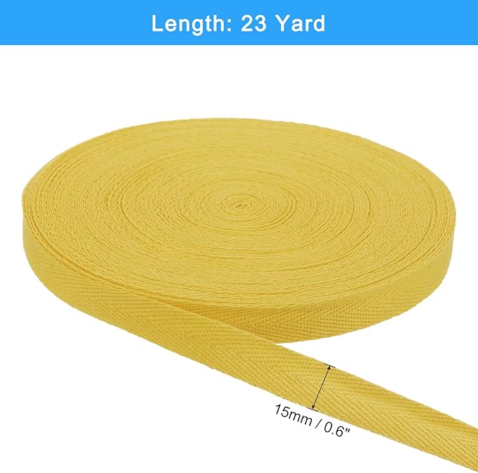 uxcell 23 Yards Cotton Twill Tape, 5/8-inch Herringbone Webbing Ribbon Bias Binding Tapes for Clothes Sewing, DIY Crafting (Ginger)