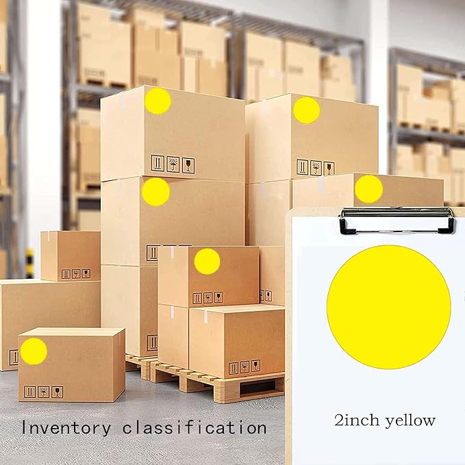 1500 Yellow, Green, Red 2 Inch Round Color Code Dot Stickers for Inventory Organization & File Classification - Blank Labels to Write On