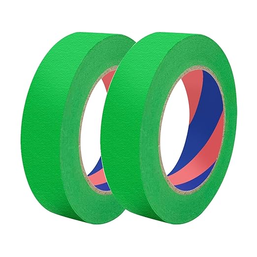 Painters Tape, 1 inch x 55 Yards x 2 Rolls Green Painters Masking Tape for Indoor and Outdoor Use, Medium Adhesive Paint Tape for DIY Crafts, Arts, Painting, Easy Removal