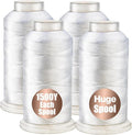 4Pcs White Nylon Thread for Sewing,210d/3 Upholstery Thread Heavy Duty,4 Cone of 1500 Yards Each Leather, Weave Needle,Serger Overlock Machine for Sewing Hair