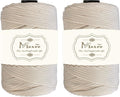 Maxee Premium Polyester Macrame Cord 3 mm × 218 yd (2 Pack),3mm 100% Polypropylene Macrame Cord,Ideal for Crochet, Wall Hangers, Bags, Rugs & DIY Crafts（Beige）