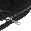 MebuZip #5 Gunmetal Metallic Nylon Coil Zippers by The Yard Bulk Coil Zipper Roll 10 Yards with 25pcs Pulls for DIY Sewing Craft Bags (Black)