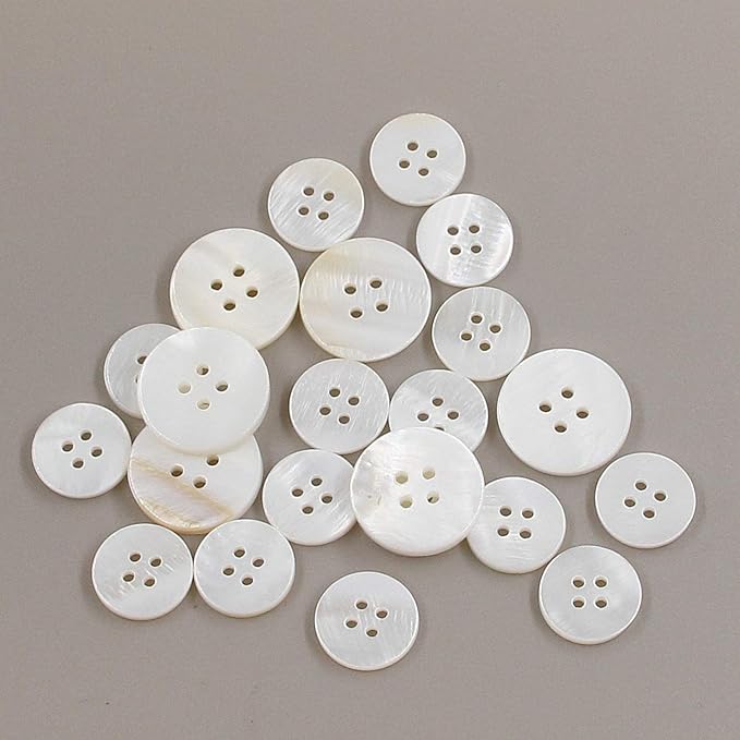 22 Pieces Genuine White Mother of Pearl Blazer Buttons Suit Buttons Set 20mm 15mm Natural White MOP Shell Buttons Bulk for Men Leekayer