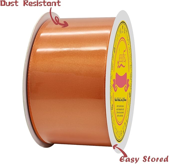 Double Face Autumn Orange Satin Ribbon 2 inch X 25 Yards Polyester Autumn Orange Ribbon for Gift Wrapping Very Suitable for Weddings Party Hair Bow Invitation Decorations and More