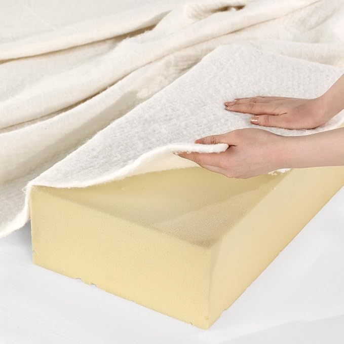 HOMBYS 100% Cotton Upholstery Batting for Cushions, Warm Natural Cotton Roll for Sewing, 200G Couch Cushion Wrap Fluffy and Thick Stuffing for Arts and Crafts, GOTS Organic Certification(36in*5yard)