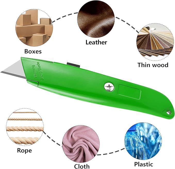 DIYSELF 2Pack Utility Knife Box Cutter Retractable Blade Heavy Duty PVC Pipe Cutter (Green)