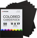 Hygloss Black Cardstock - 11x17-Inch, 50 Sheets, 65 lb/ 176 gsm, Fade-Resistant, Acid-Free Color Card Stock Paper