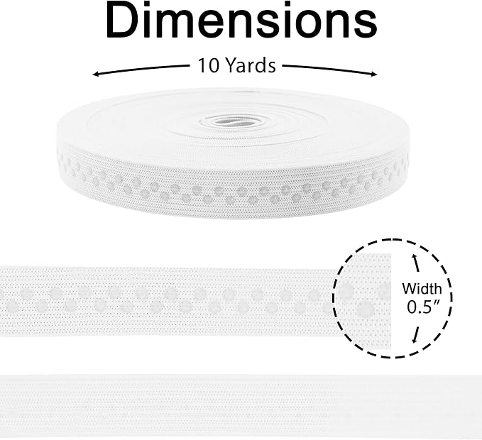 Mandala Crafts 0.5 Inch Elastic Silicone Gripper Tape for Clothing - 20 Yds Dotted Non Slip Elastic Band for Sewing - Black and White Silicone Flat Fabric Stretchy Ribbon Straps