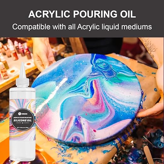 Art Silicone Pouring Oil for Acrylic Paint – 100% Pure High-Grade Silicone Oil for Dramatic Cell Creation, Precision Tip for Easy Control