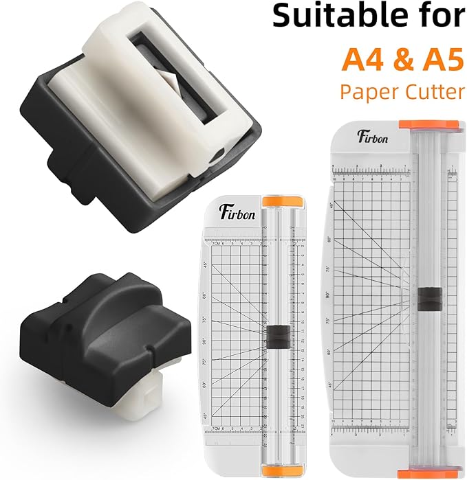 Firbon 2Pcs Refill Blades for A4 A5 Paper Cutter, Spring-Loaded Safeguard Design Replacement Blade for Paper Trimmers (Black)
