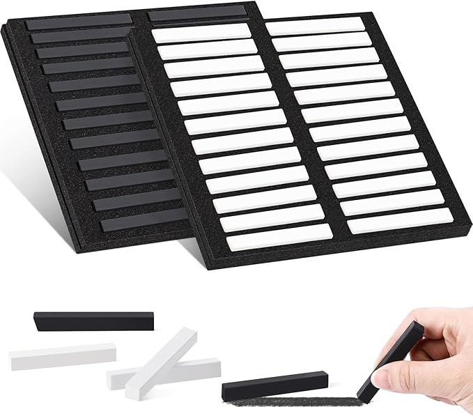 48 Pcs Soft Chalk Pastels Set Soft Pastel for Artists Square Sketch Chalk Non-toxic Artist Pastel Sticks for Professional Artists Students and Art Lovers (Black, White,60×8×8mm)