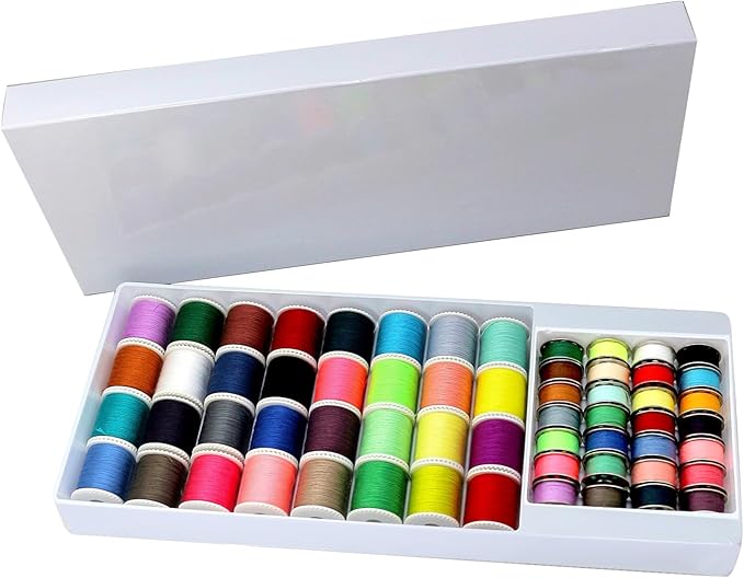 60 Pcs Bobbins Sewing Thread Kit Polyester Mini Bobbins and Thread Spools for Hand & Machine Sewing for Mom Grandma Friend Adults Beginner Kids Traveler