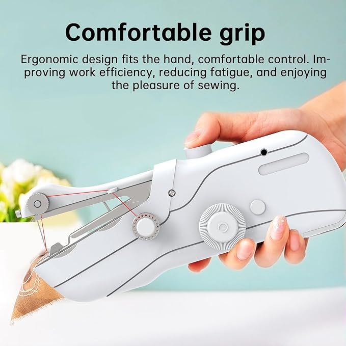 Beginner's Sewing kit with Storage Handheld Sewing Machine, Portable Sewing Machine with Storage, Electric Switch, Two Speed Modes,Easy to Operate.Sewing Machine for Beginners.White with Accessories.