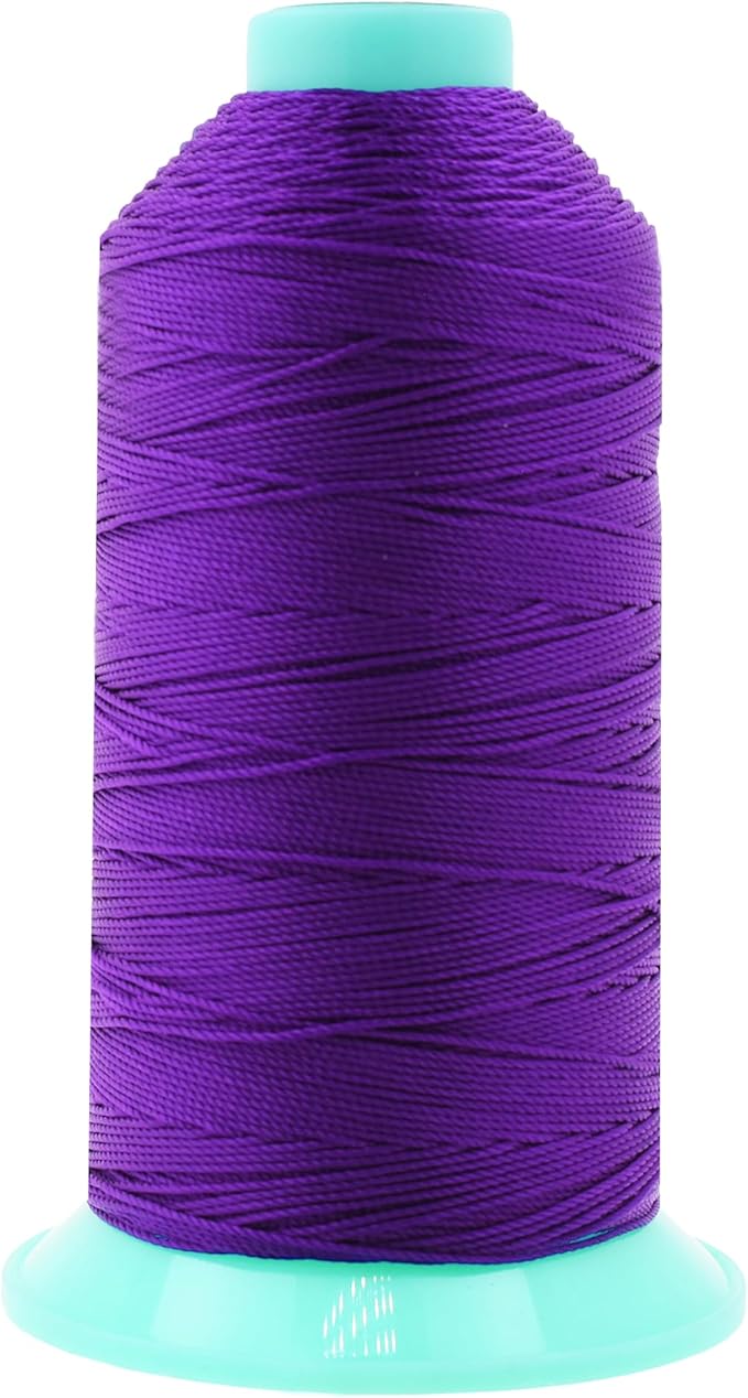 Mandala Crafts Size 346 210D T350 Bonded Nylon Thread - True Purple 415 YDs Tex 350 Heavy Duty Sewing Threads for Leather, Jeans, Weaving, Outdoor Marine Upholstery