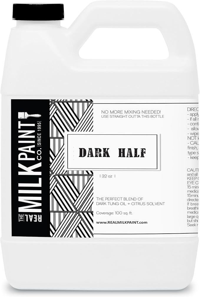 Real Milk Paint Dark Half, Dark Tung Oil and Orange Peel Oil for Wood Finishing, Cutting Boards, Butcher Blocks, Wood Floors, Clay, Stone, and Slate, Food Grade, 32 Ounces