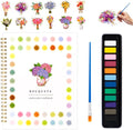 Kivzex Watercolor Workbook for Adults, Beginner Friendly Watercolor Painting Kit Bouquet Water Coloring Book, Nature-Themed Practice Art Gift Water Color Paint Book with Palette and Brush