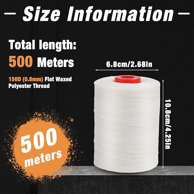BUTUZE Waxed Thread, 550Yards Leather Thread for Hand Sewing, Wax String, Heavy Duty String Flat Waxed Linen for Leather Sewing Book Binding, Shoes, Craft