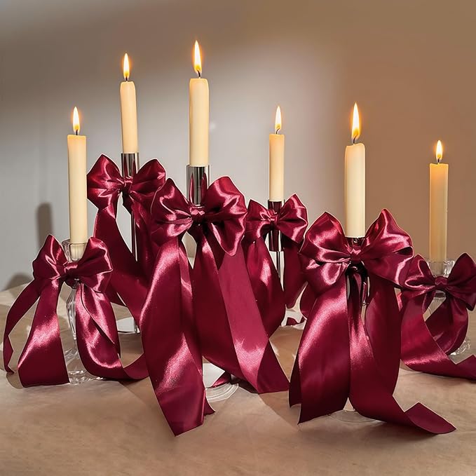1-1/2 Inch Wide Dark Red Satin Ribbon, 50 Yards Solid Polyester Fabric Ribbon for Roses Making, Gift Wrapping, Valentine's Day, Wedding Decorations, Crafts, Bows, Flower Bouquets