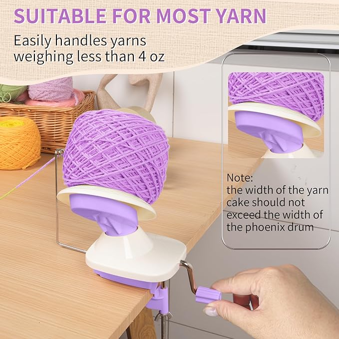 BAPOTH Yarn Winder, Efficient Yarn Winder for Crocheting Make 3.5oz Yarn Cakes, Easy to Use and Install Yarn Ball Winder with Lower Noise, The Helper for Knitting Lover for Yarns Below Size 5