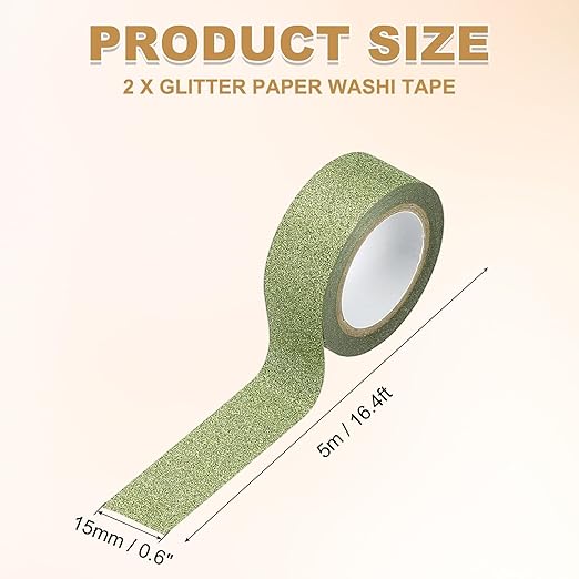 PATIKIL 2Roll Glitter Paper Washi Tape, Glitter Film Decorative Tape for DIY, Turquoise