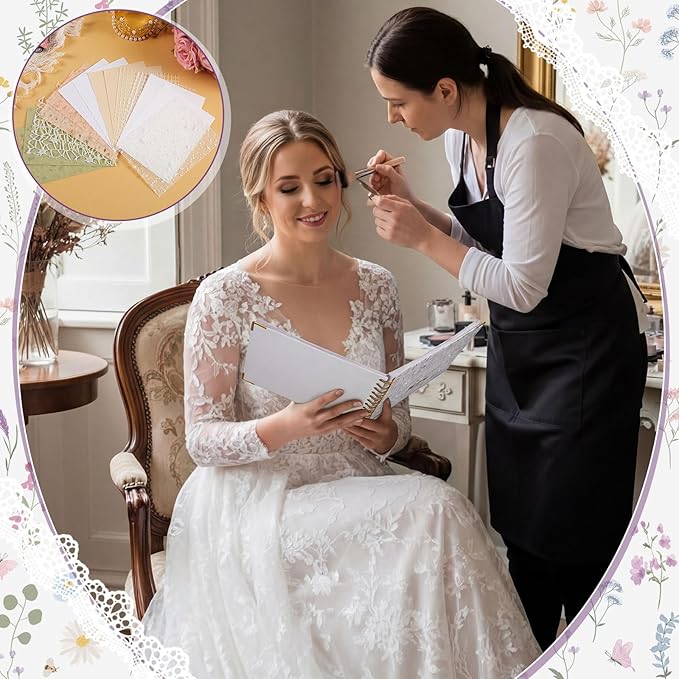 Humyoun 8.5 x 7 Inch Wedding Guest Book Letters to The Bride Scrapbook Wedding Memory Book Bridal DIY Blank Paper Scrapbook Photo Album Guest Sign with Pearl Stickers (133 Pcs,Wildflower)