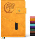 Blank Journal Notebook, A5 Hardcover Leather Sketchbook with 200 Pages Thick Blank Paper for Men Women, Unlined Drawing & Writing Journal, 5.9" x 8.4" Plain Notebook (yellow)