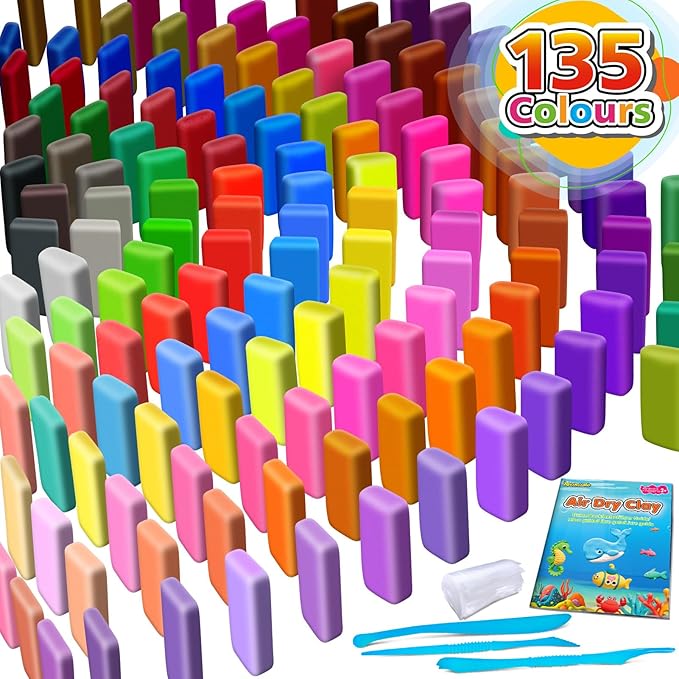 Air Dry Clay 135 Colors, Modeling Clay for Kids, DIY Molding Magic Toy with Tools, Gift for Kids Boys Girls