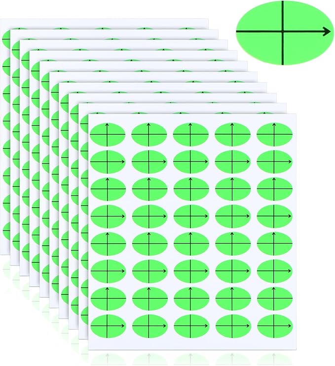 400 Pcs Embroidery Target Stickers, 3/4" x1/2" Machine Embroidery Placement Stickers Embroidery Target Labels Oval Planner Calendar Sticker Scrapbooking Crafting Stickers (Green)