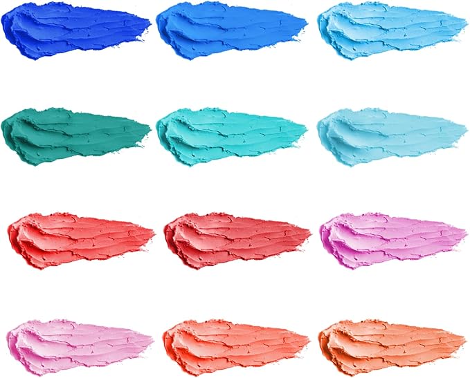 qianshan Soft Oil Pastels Set of 12 Colors,Non Toxic,Soft Texture Vibrant and Creamy Oil Crayons Pastels Art Supplies For Professional Artists Drawing.Blue&Red