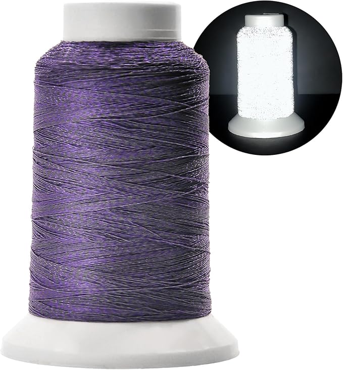 Reflective Embroidery Thread,Embroidery Machine Thread in Purple,Single Reel of 1000M(1093Y),Polyester Embroidery Thread for Embroidery