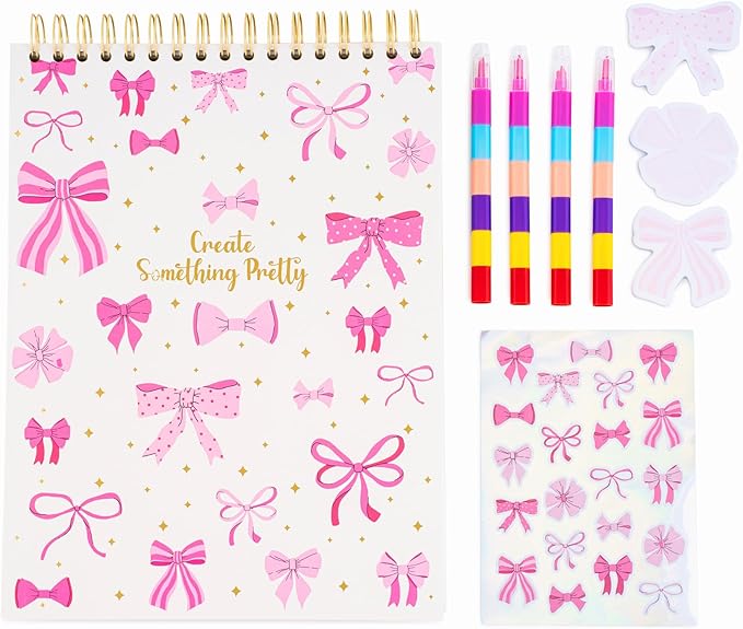 VOTUM Sketch Book: Personalized Artist Sketchbook: Sketching, Drawing and Creative Doodling. Notebook and Sketchbook to Draw and Journal with Stickers and Markers (Bows)