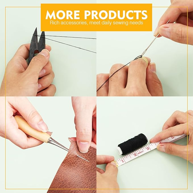 Mini Sewing Kit Upholstery Repair Kit Includes Thumb Sleeve, Scissors, Awl, Measuring Tape. Suitable for Cars, Sofas, Backpacks, Shoes, Tents, Mattresses, Binding Handmade DIY