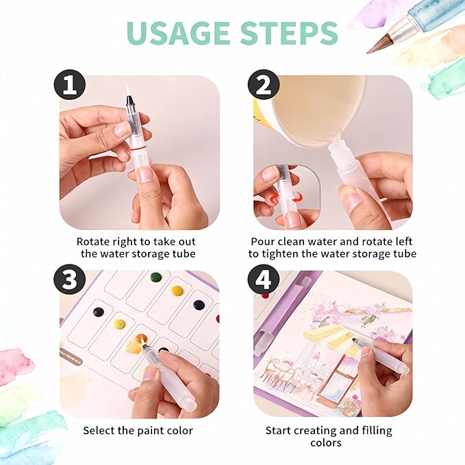 Watercolor Kit, Creative Stress Relief Kit Watercolor Painting Book, Water Colors Paint Adult Set, DIY 3-Fold Watercolors Pad for Beginners and Enthusiasts (Bb)