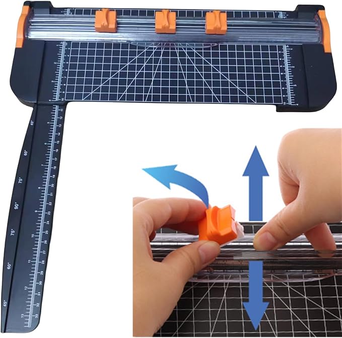 A4 Paper Cutter Paper Trimmer Portable Paper Slicer, 12 Inch Titanium Scrapbooking Tool with 3pcs Replacement Blades with Safeguard Side Ruler for Craft Paper, Coupon, Label and Cardstock
