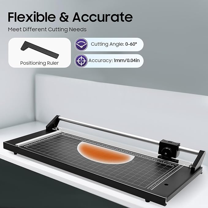 Professional Rotary Paper Cutter, 24"/36" Cut Length Papers Trimmer, Rotary Paper Trimmer with Clear Window, 65# Steel Rotary Bypass Cutter for Precise Paper Label Photo Craft (24")