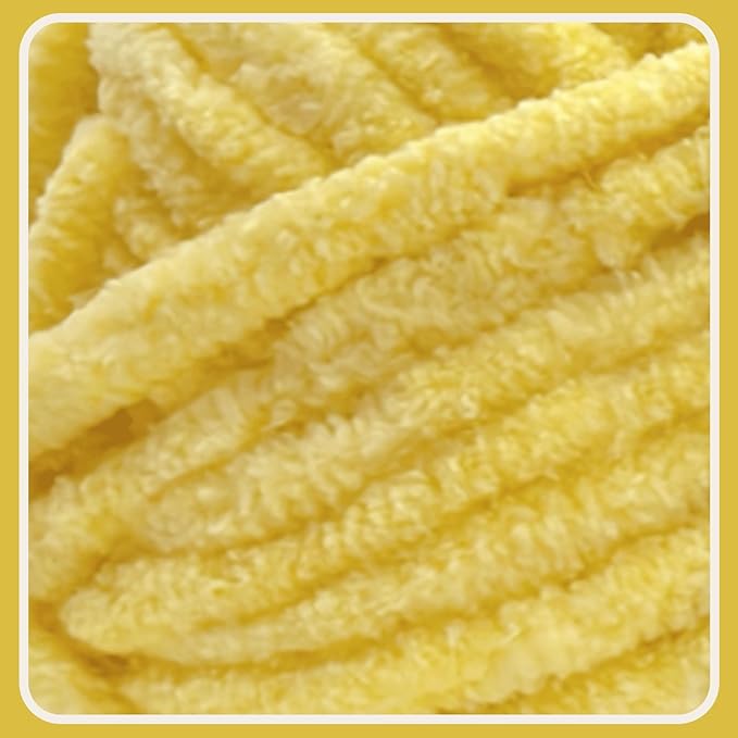 Soft Velvet Yarn Chenille Yarn for Crocheting and Knitting – Bulky (93 Yards/100g) - Polyester - Yarn for Blanket Amigurumi Weaving Crafts (Yellow, 2 Pack)