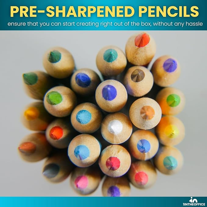 1InTheOffice Colored Pencil, Colored Pencils for Kids, Art Colored Pencils, Pre-Sharpened Pencil Set, (96 Pack)