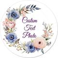 Custom Round Flower Wreath Sticker Labels - Personalized Customized Stickers for Birthday Baby and Labels Product Boxes Wedding Shower Label