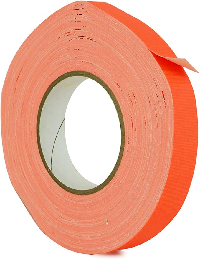 WOD GTC12 Gaffer Tape, Fluorescent Orange Low Gloss Finish Film, 3/4 inch x 60 ft. Residue Free, Non Reflective Cloth Fabric, Secure Cords, Water Resistant, Photography, Filming Backdrop, Production