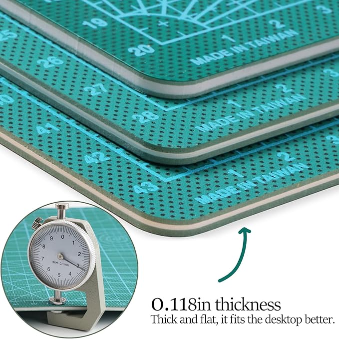 Self Healing Cutting Mat with Grid for Handmade Paper Cutting, Leather Crafts, Carving, Desktop Protectors 5-Ply Quilting Board A2-60x45x0.3cm(23.62x17.72x0.118in Green)