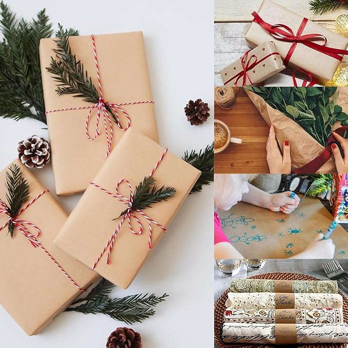 Brown Wrapping Paper Roll 24"x 2400" Craft Packing Paper for Moving Shipping, Gift Wrapping Paper, Bulletin Board Kraft Paper for Table Covering Poster Paper