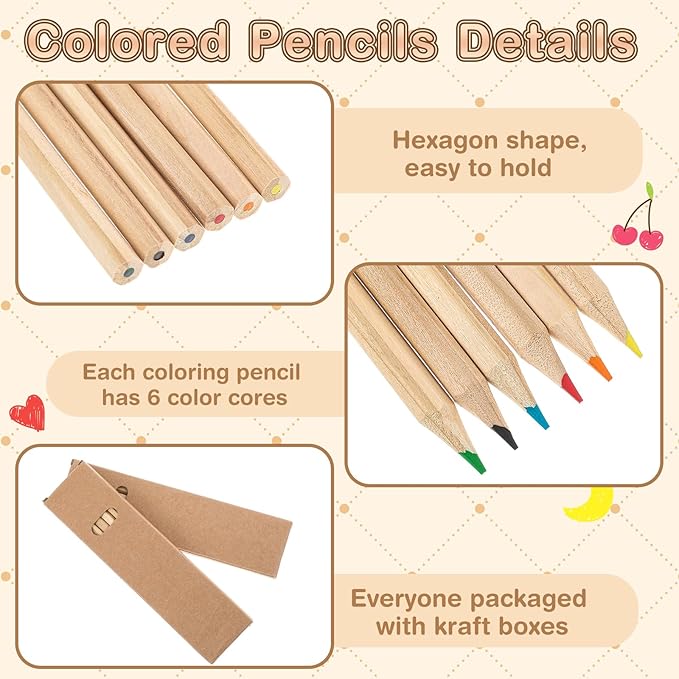Ctosree 50 Packs Colored Pencils Bulk for Kids Coloring Supplies 7 Inch Coloring Pencils in Kraft Boxes for Classroom School Drawing Birthday Party Prize Gift Favors, 6 Assorted Colors Per Pack