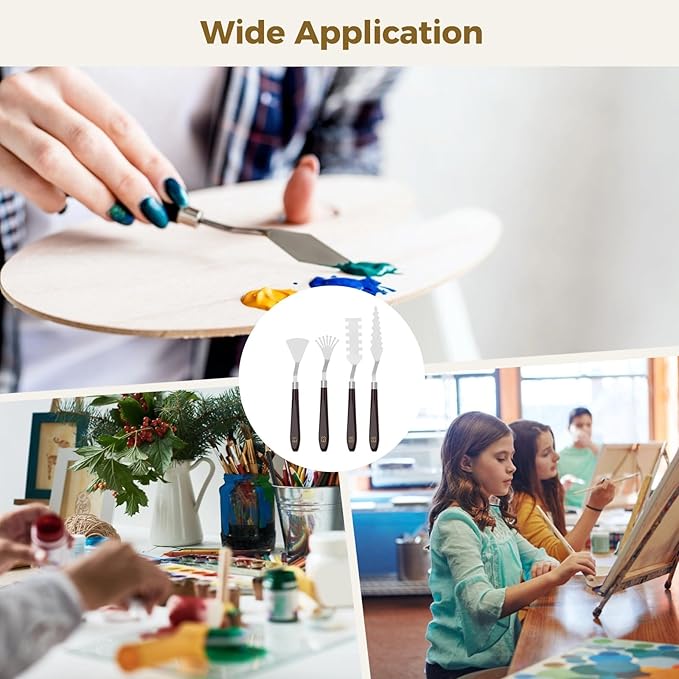22 PCS Palette Spatula Set, Stainless Steel Palette Tools and Plastic Scrapers, Painting Pallet Spatulas with Wooden Handle for Oil Painting, Acrylic Color Mixing Texturing